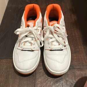 These white and orange new balance S550 are a perfect addition to your closet.